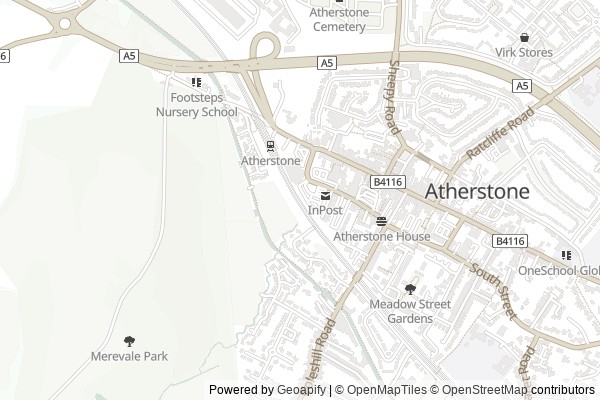 Map of Atherstone service area